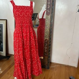 Red floral everlane smock dress never worn.  Color/ print no longer avail.